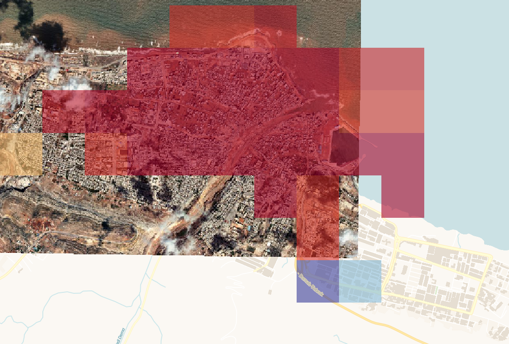 Demonstrating the ability of RCA tool to detect changes and variations in nighttime lights intensity as a proxy to identification of areas affected by disasters