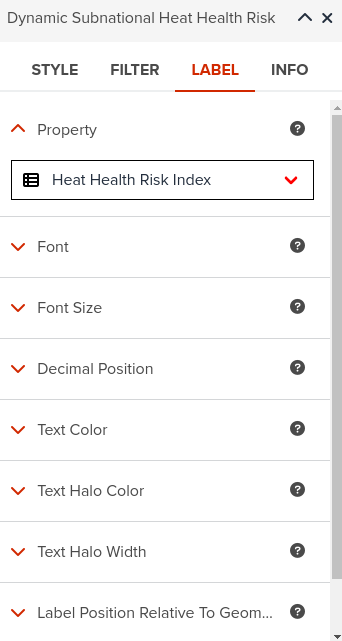 Label tab for dynamic vector layer