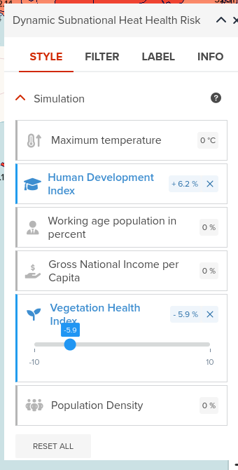 Adjust one or more parameters and observe the changes in colors or various administrative units