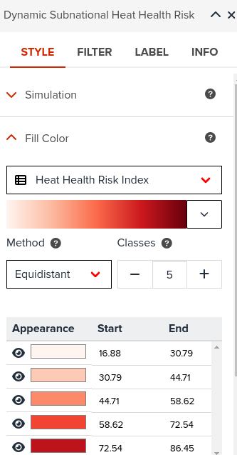 Create a choropleth map by changing the visualization STYLE->Fill Color