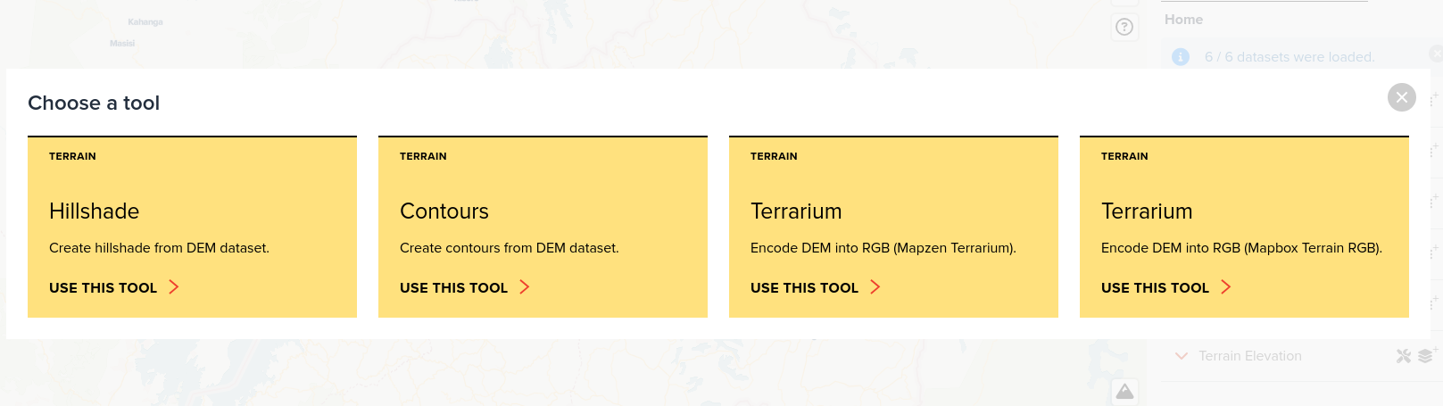 Select the hillshade algorithm