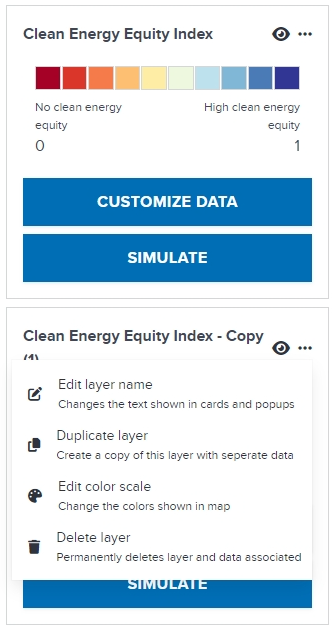 Options shown when hovering over the three-dot menu