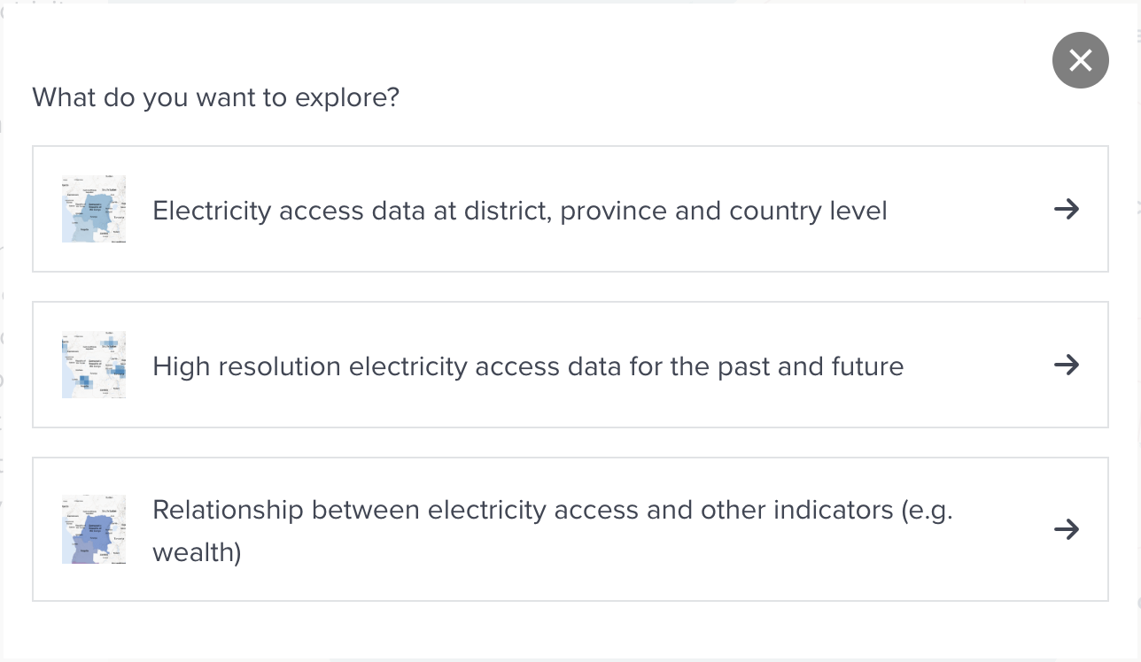 Opertional menu on the Electricity dashboard