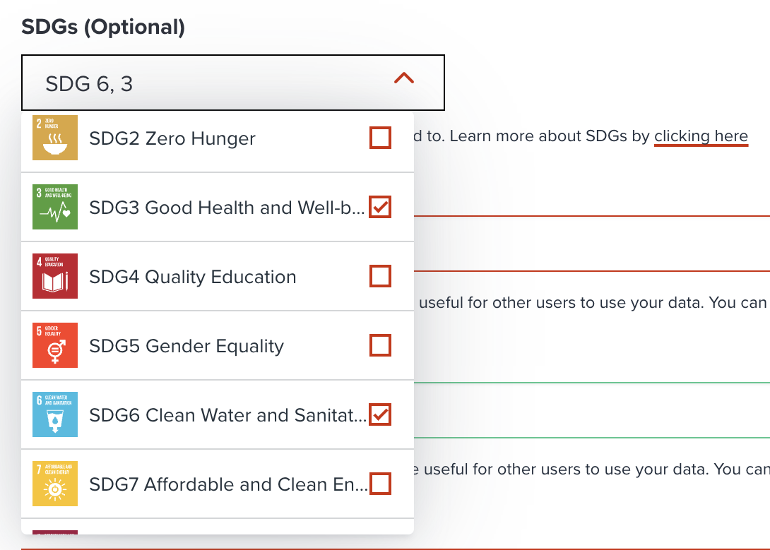 Selection of SDGs