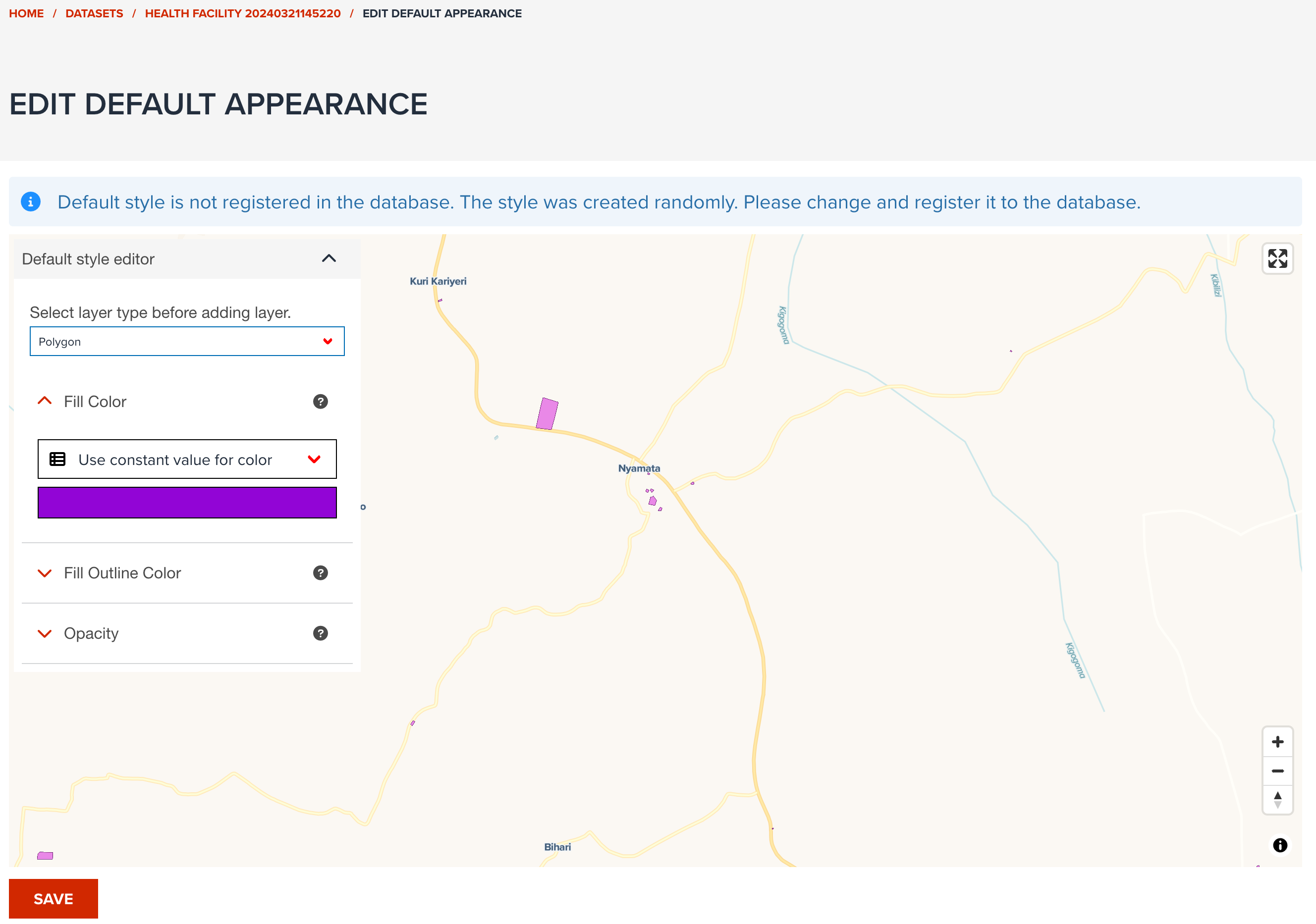 Deafult layer appearance settings