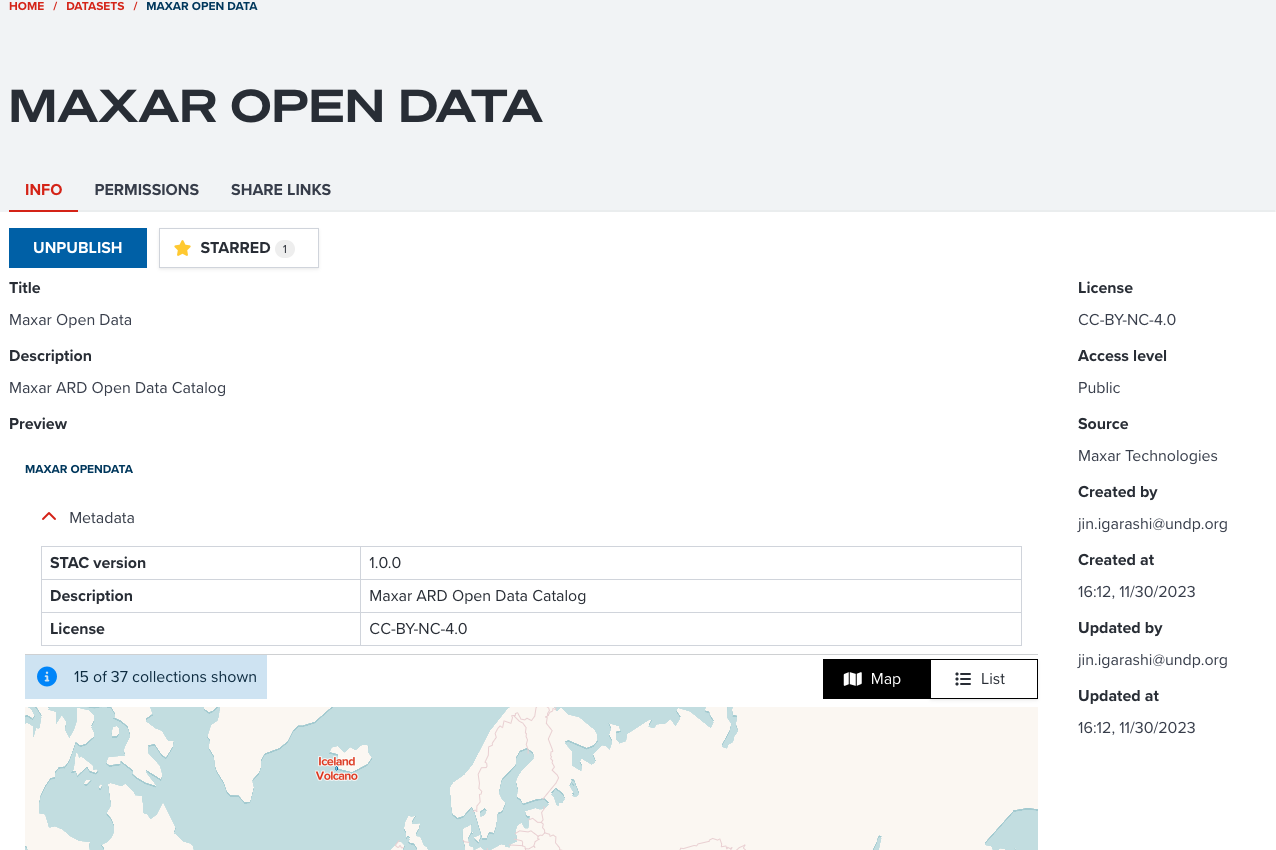 Preview section of Maxar Open Data page