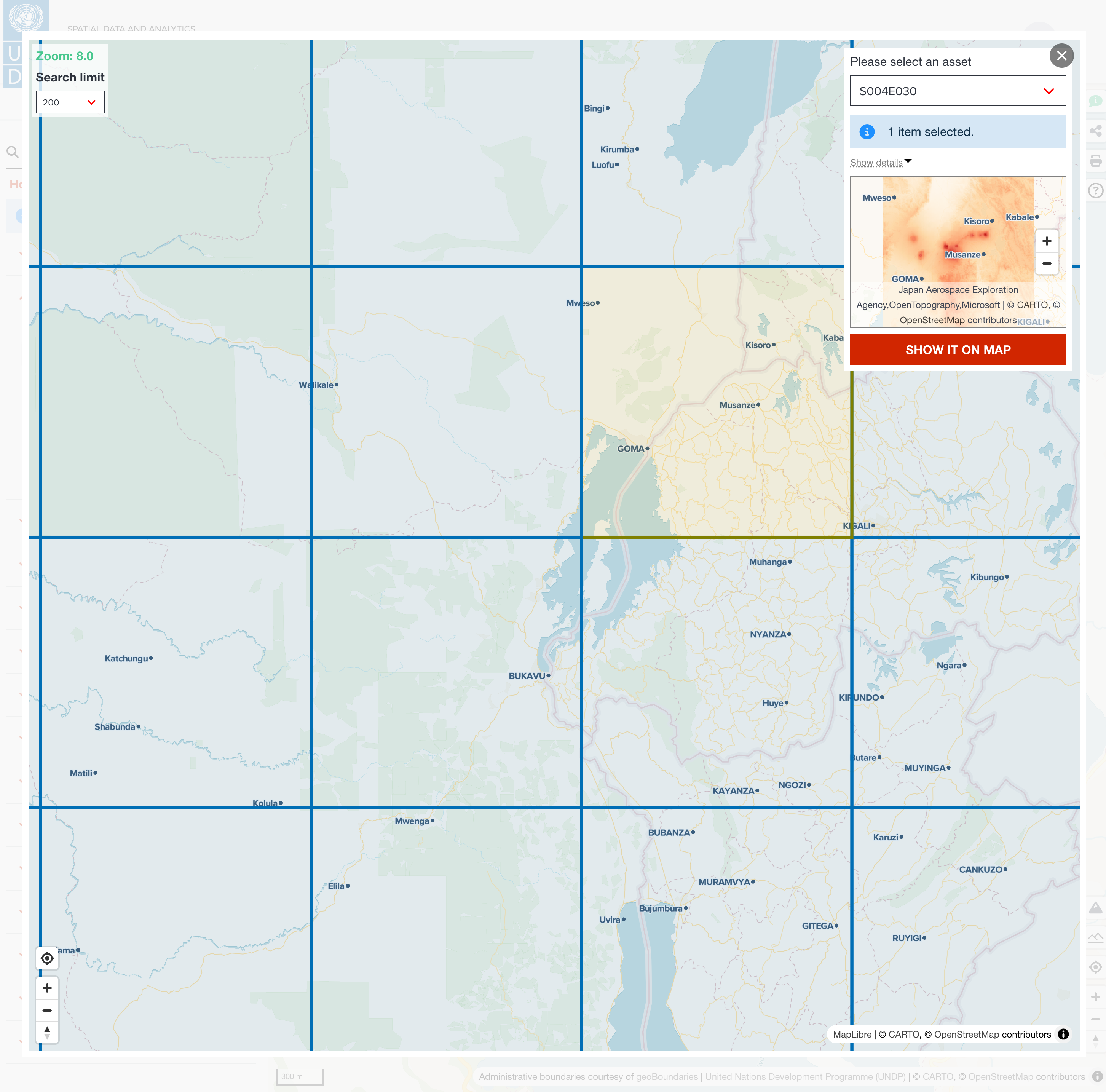 STAC Explore control is poped up in map page