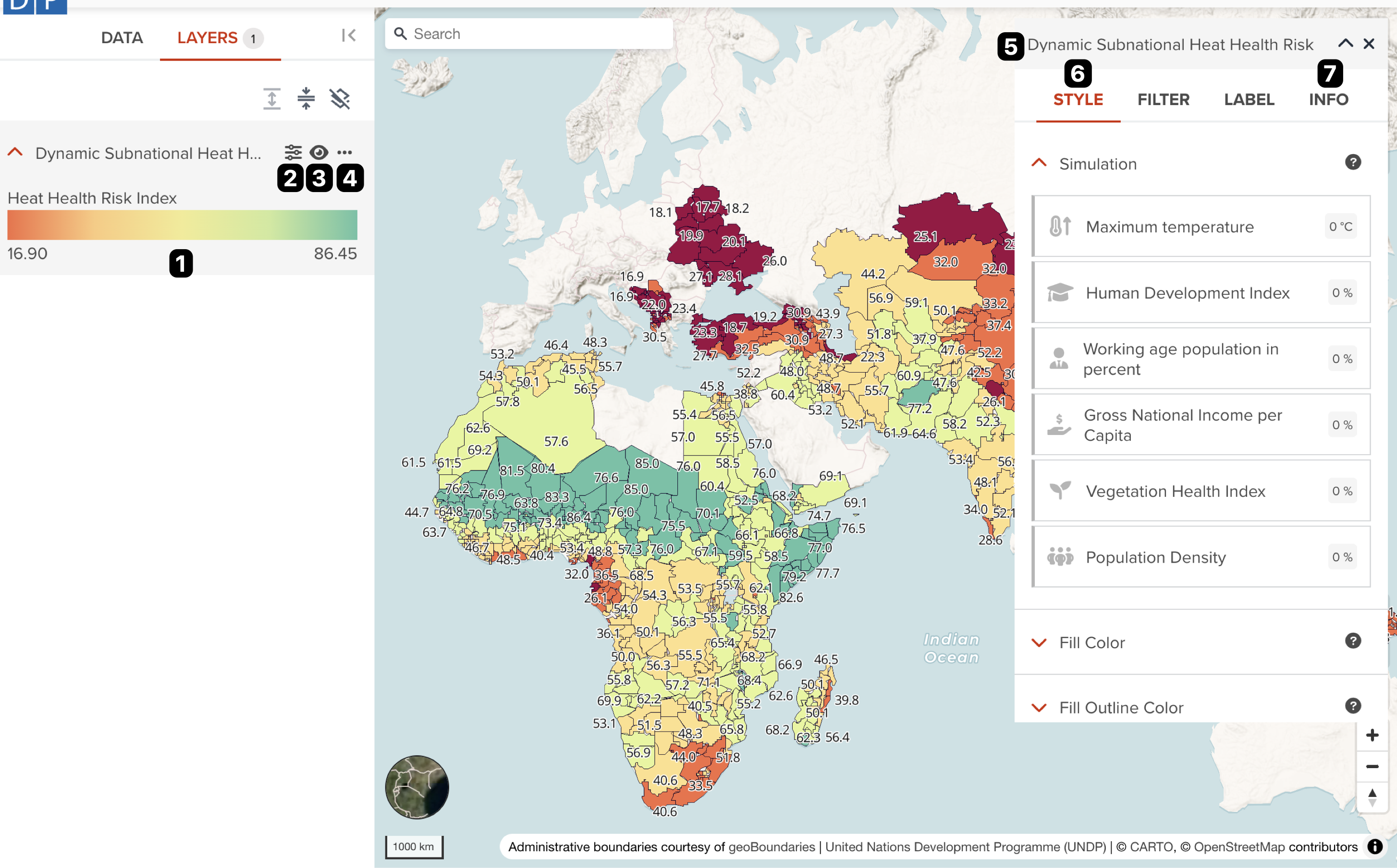 Key componets on visualizing at Map editor page