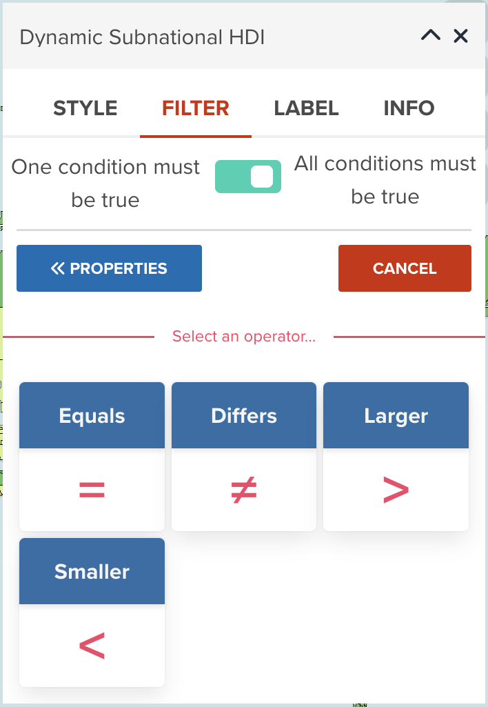 Select an operator that is used for this rule