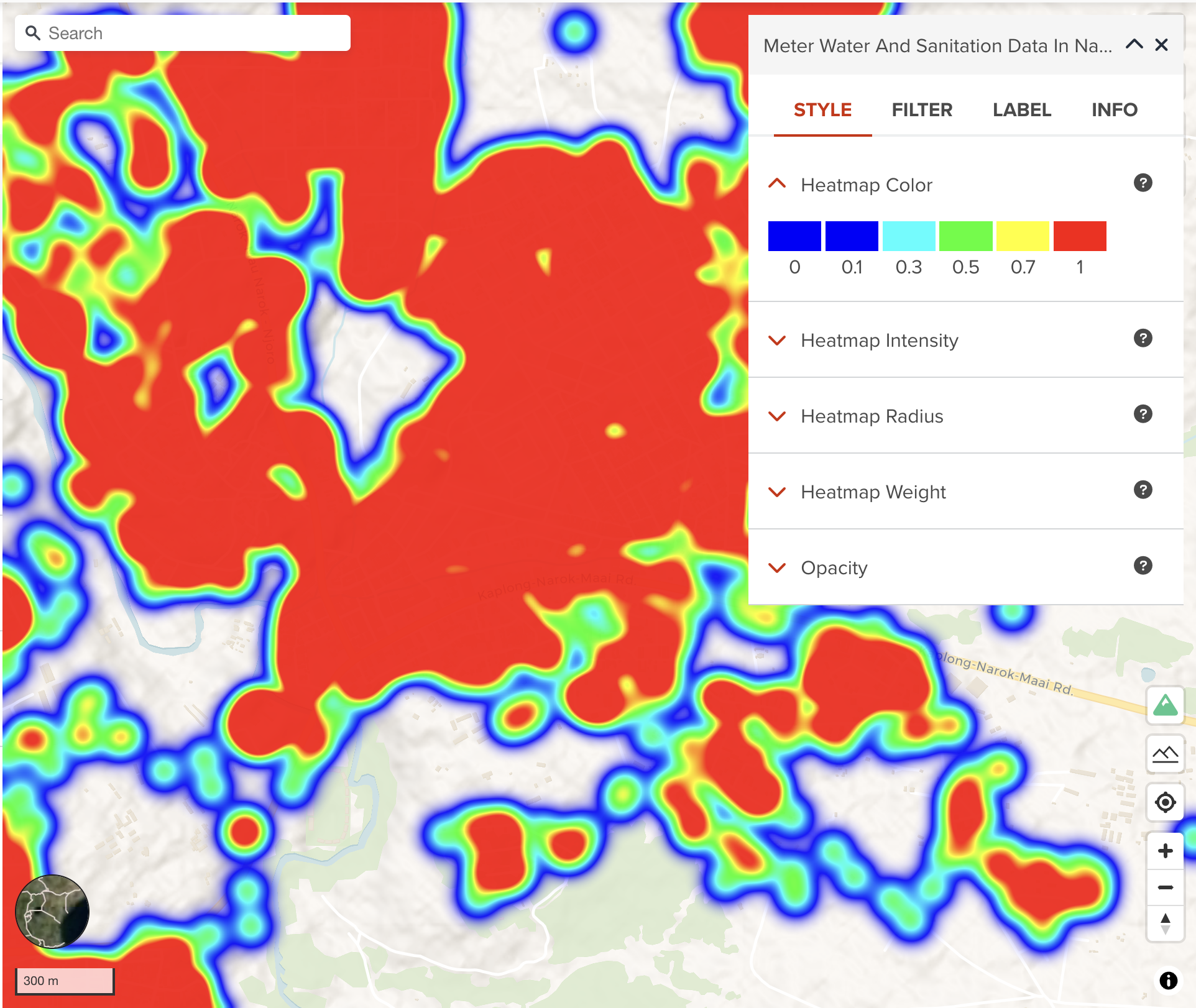 Styling for vector heatmap layer